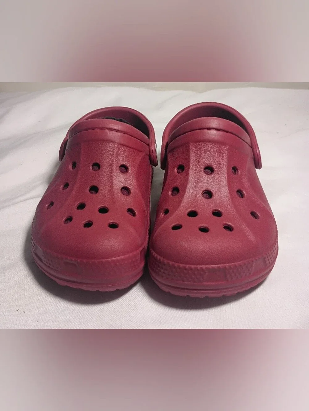 Crocs Kids Classic Lined Clogs Maroon Red Size C8/C9 Toddler Black Fleece Cozy